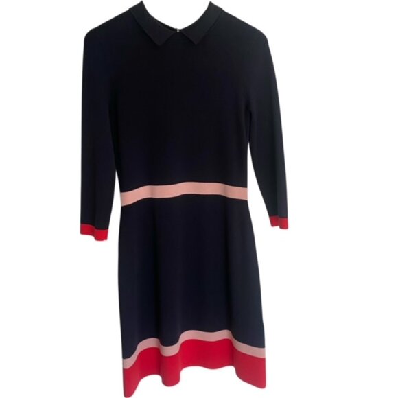 Hobbs Thelma Navy Fit & Flare Dress 8 - Picture 2 of 5
